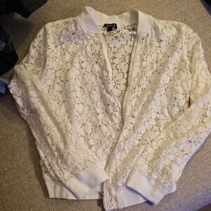Torrid Cream Lace Zip-Up Jacket